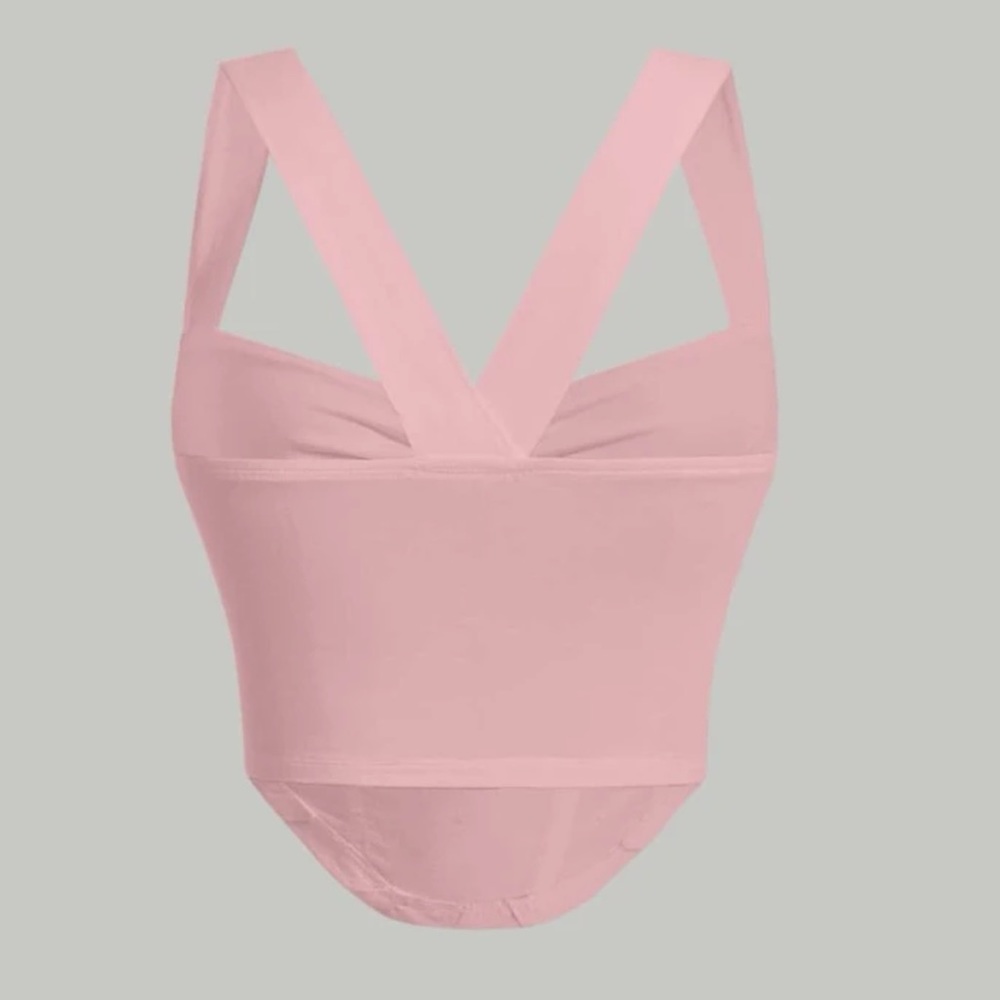 Pink stretchy sweetheart neck top - Picture 4 of 5